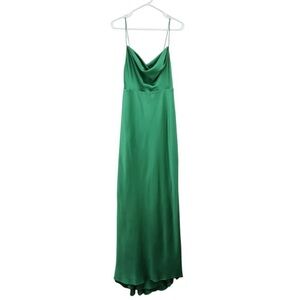Fame and Partners & Free People Green Satin Maxi Slip Dress